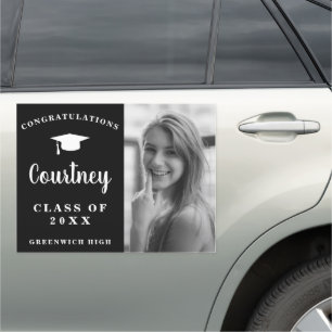 Simple Photo Mortar Board Modern Graduation Car Magnet