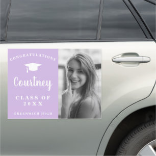 Simple Photo Mortar Board Modern Graduation Car Magnet