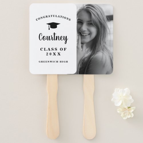 Simple Photo Mortar Board Modern Graduation Hand Fan