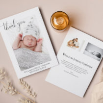 Simple Photo New Baby Thank You Birth Announcement