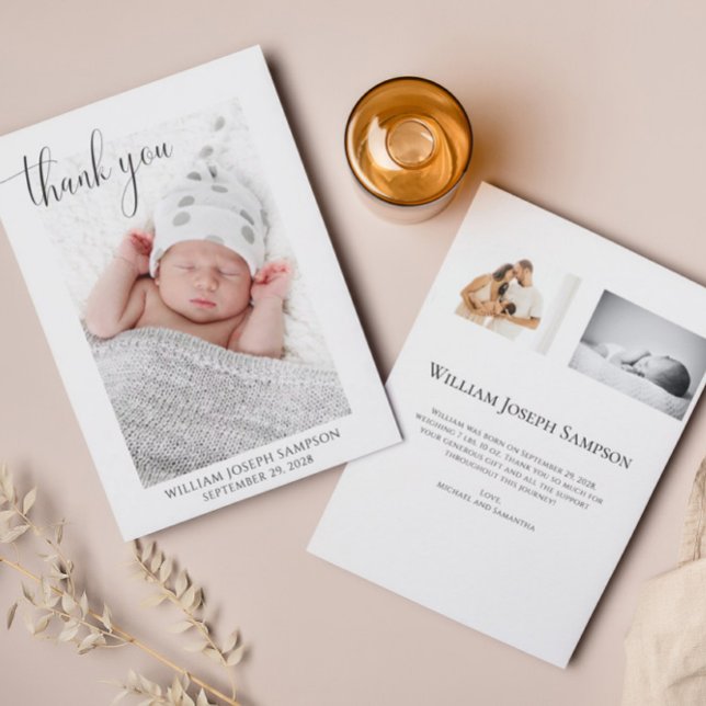 Simple Photo New Baby Thank You Birth Announcement (Creator Uploaded)