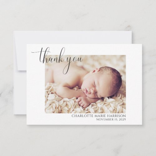 Simple Photo New Baby Thank You Birth Announcement