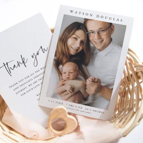 Simple Photo Newborn Baby Birth  Thank You Card