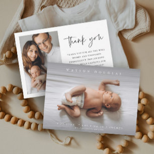 Simple Photo Newborn Baby Photo Birth Thank You Card