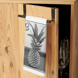 Simple Photo of a Pineapple with Single Initial Kitchen Towel