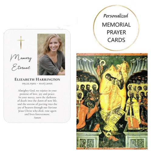 Simple Photo Orthodox Funeral Prayer Card