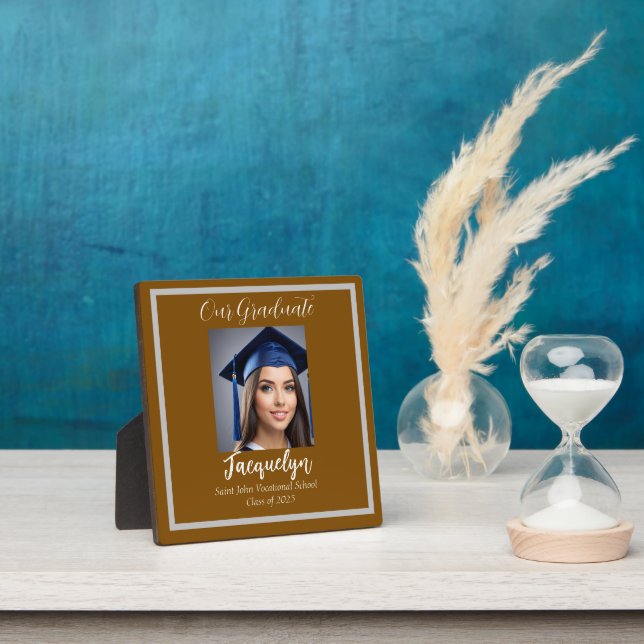 Simple Photo 'Our Graduate' Brown Personalize Plaque (Insitu)
