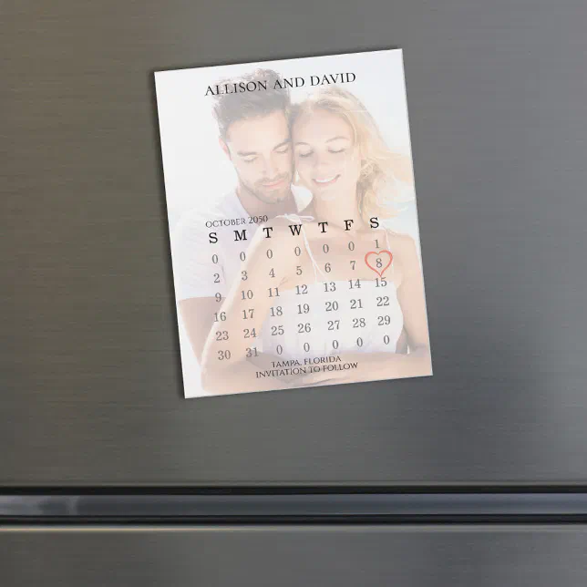 Simple Photo Overlay Calendar 6 Row Magnetic | Zazzle