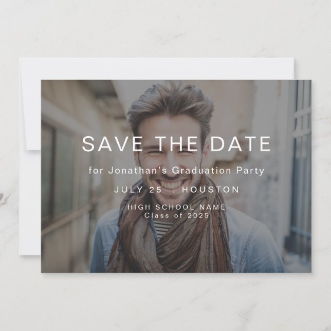 Simple Photo Overlay Graduation Save The Date (Front)