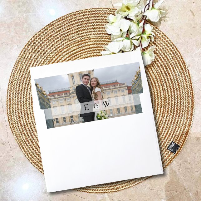 Simple Photo overlay Monogram Initials Wedding  Envelope Liner (Simple Photo overlay Monogram Initials Wedding Envelope Liner)