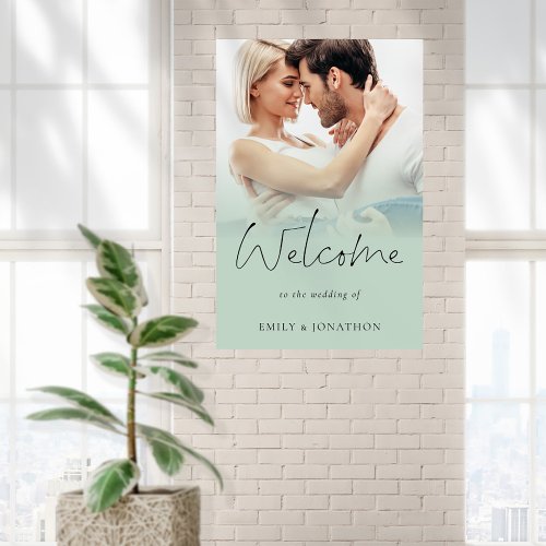 Simple Photo Overlay Script Welcome Wedding Sage Poster