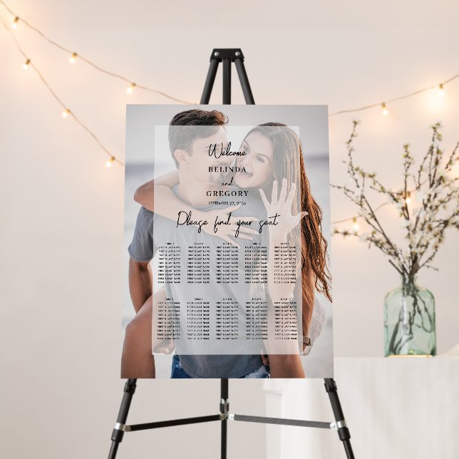Simple Photo Overlay Wedding Seating Chart Foam Board (In Situ (Stand))