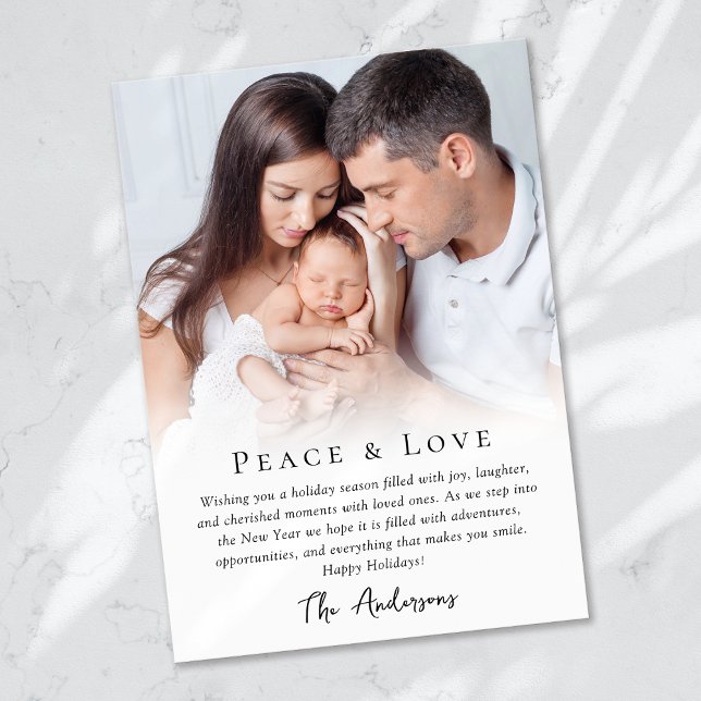 Simple Photo Peace & Love Holiday Card (Creator Uploaded)