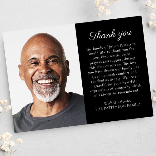 Simple Photo Personalized Message Funeral  Thank You Card