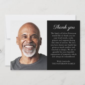 Simple Photo Personalized Message Funeral Thank You Card | Zazzle