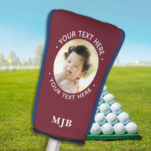 Simple Photo Personalized Monogram 3 Initial Golf Head Cover