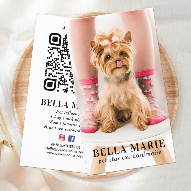 Simple Photo Personalized QR Code Social Media Business Card (Creator Uploaded)