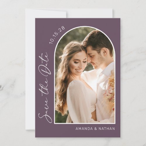 Simple Photo Purple Elegant Wedding  Save The Date