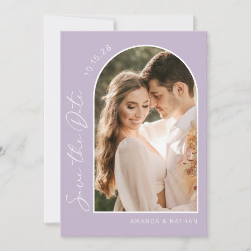 Simple Photo Purple Lavender Elegant Wedding Save The Date