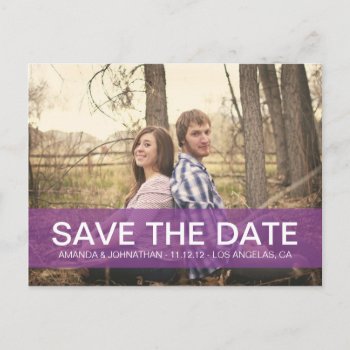 Simple Photo Purple Save The Date Post Cards by AllyJCat at Zazzle