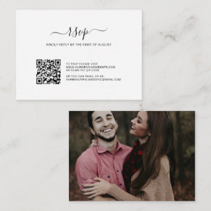 Simple Photo QR Code Budget Wedding RSVP Card