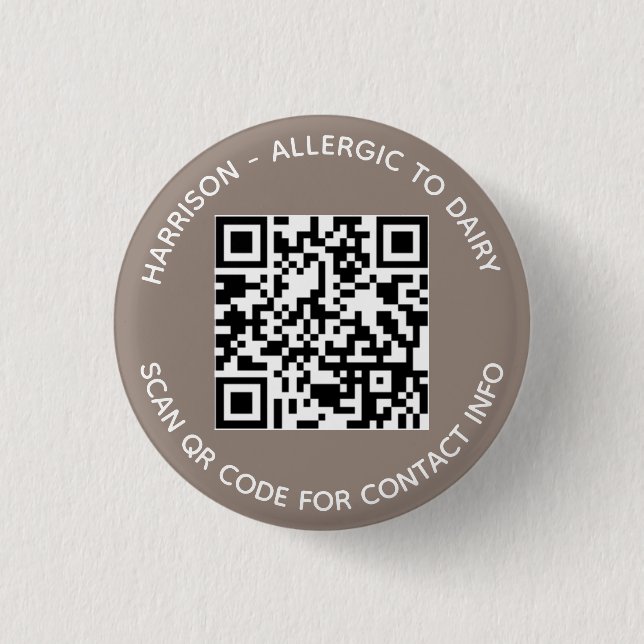 Simple photo QR Code scan contact Info greige Button (Front)