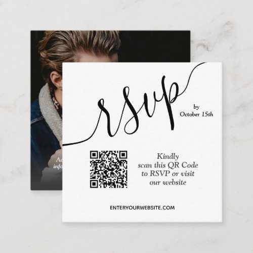 Simple Photo QR Code Wedding Enclosure Card