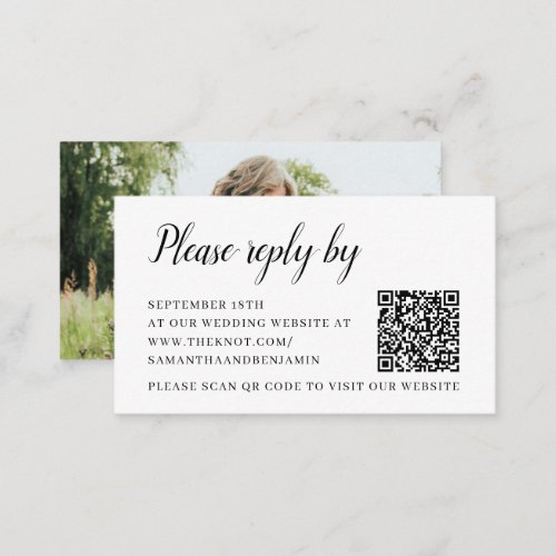 Simple Photo QR Code Wedding RSVP Card