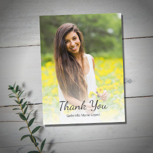 Simple Photo Quinceañera Party Thank You Postcard