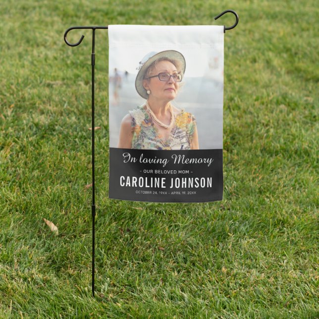 Simple Photo Remembrance Weatherproof Memorial Garden Flag (In SItu)