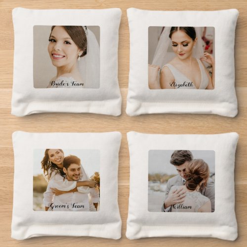 Simple Photo Romantic Wedding Cornhole Bags