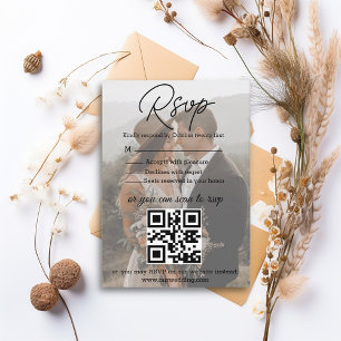 simple photo rsvp wedding qr code enclosure card