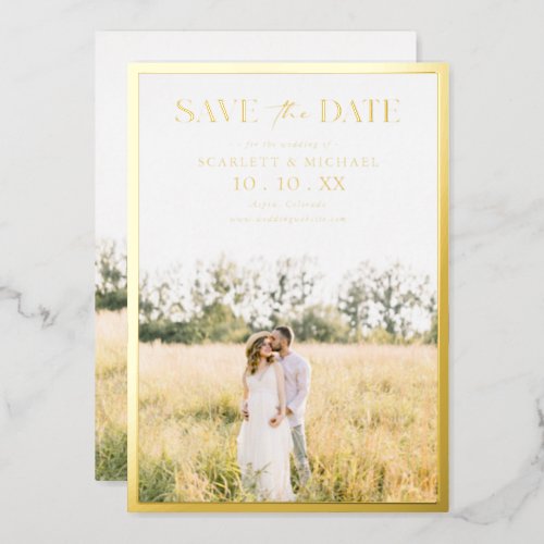 Simple Photo Save The Date Foil Invitation