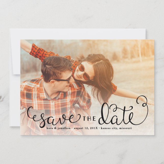 Simple Photo Save the Dates, Hand Lettered Script Save The Date (Front)