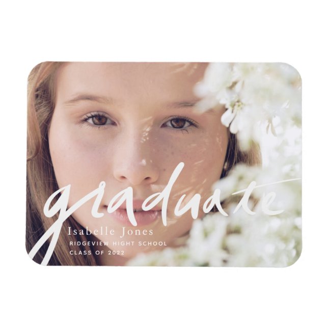 Simple Photo Script Graduation Magnet (Horizontal)