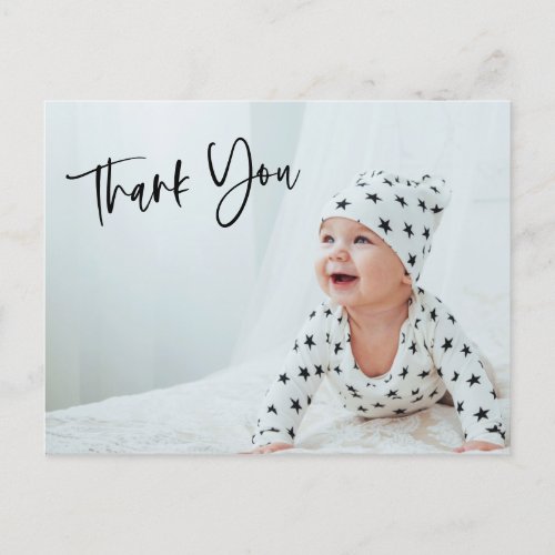 Simple Photo Script Lettering Thank You Baby Gift Postcard