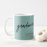 Simple Photo Script Light Teal Graduation Coffee Mug<br><div class="desc">This elegant graduation photo mug features a light teal background with handwritten script lettering. Personalize it for your needs. You can find matching products at my store.</div>