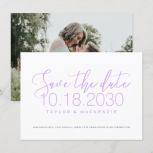 Simple Photo Script Orchid Purple Save the Date