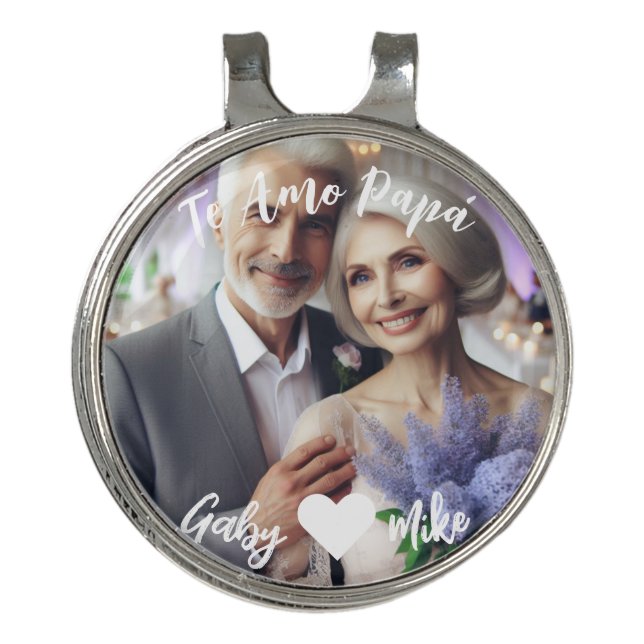 Simple Photo Script Spanish| Custom Father's Day Golf Hat Clip (Front)