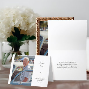 Simple Photo Small Folded Funeral Letterpress Thank You Card