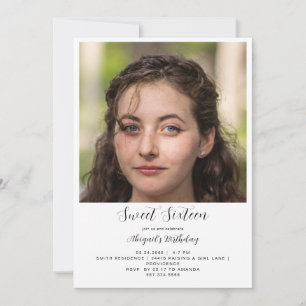 Simple Photo Sweet Sixteen Birthday Party Invitation