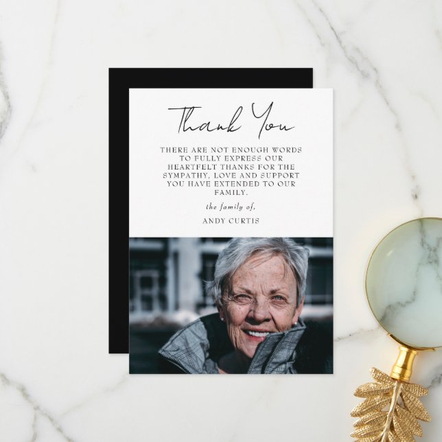 Simple Photo Sympathy Calligraphy Thank You Card (Front/Back In Situ)
