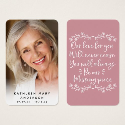 Simple Photo Sympathy Funeral Memorial Card