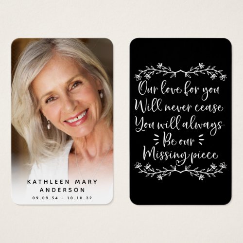 Simple Photo Sympathy Funeral Memorial Card