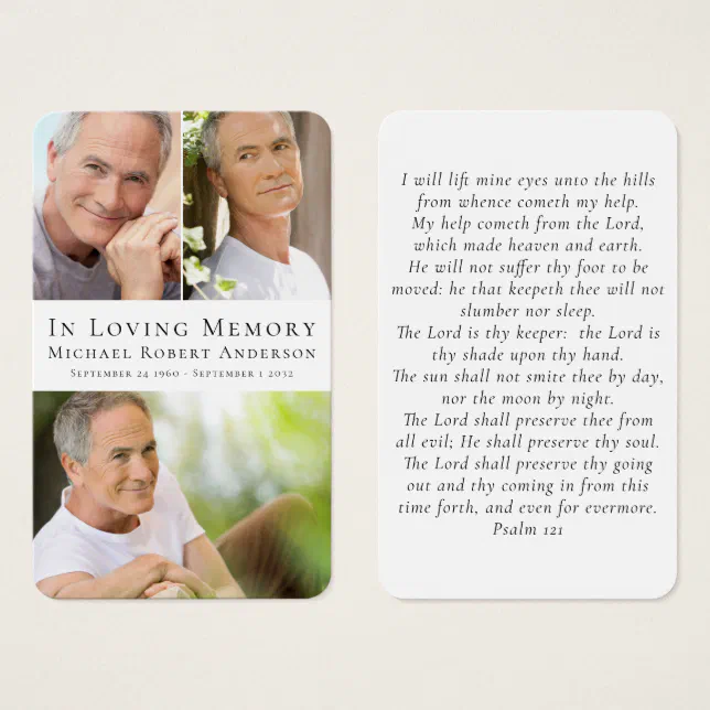 Simple Photo Sympathy Funeral Memorial Prayer Card 