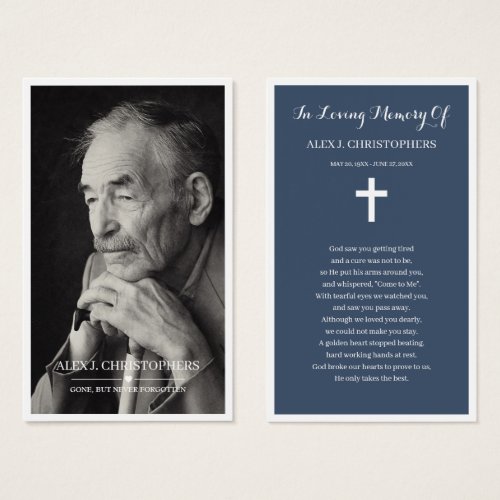 Simple Photo Sympathy Funeral Memorial Prayer Card