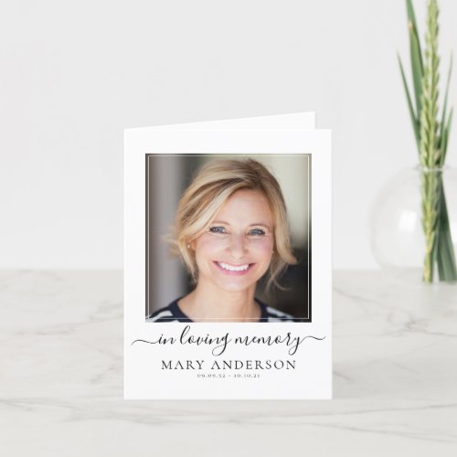 Simple Photo Sympathy Funeral Thank You Card