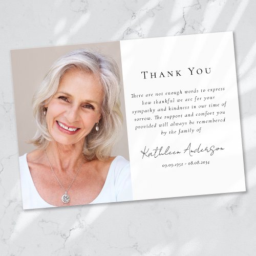 Simple Photo Sympathy Funeral Thank You Card
