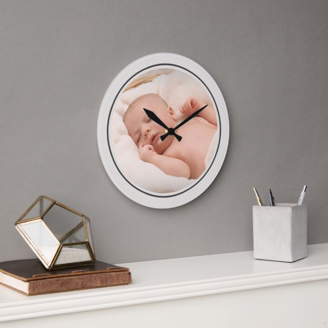 Simple Photo Template Personalized Frame Large Clock (Office)