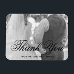 Simple Photo Thank You Elegant Wedding Magnet<br><div class="desc">Elegant and classic wedding thank you magnet with a simple design featuring a sheer overlay and "thank you" in a formal black calligraphy along with your name in a sans serif font, over your favorite photo. You may remove the sheer overlay by clicking the "customize" button. A traditional and classy...</div>